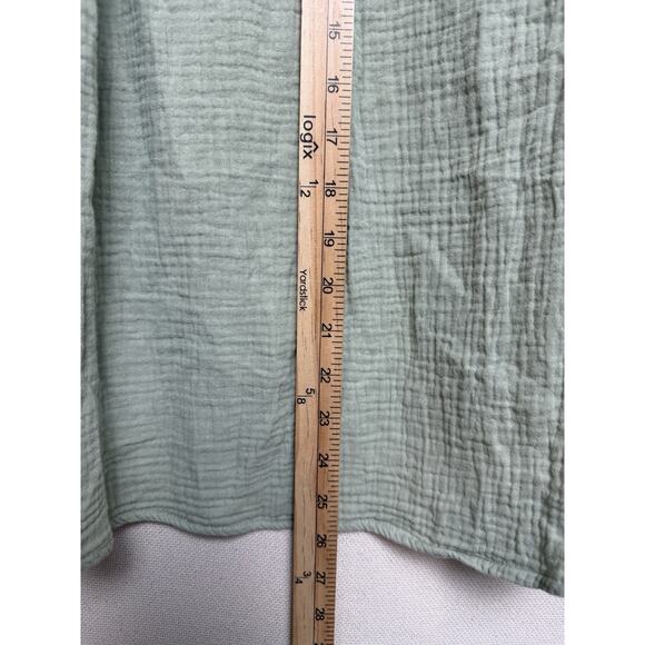 Entro Women's Blouse Sz M Button Up Long Sleeves Green Classic Casual - Picture 12 of 12
